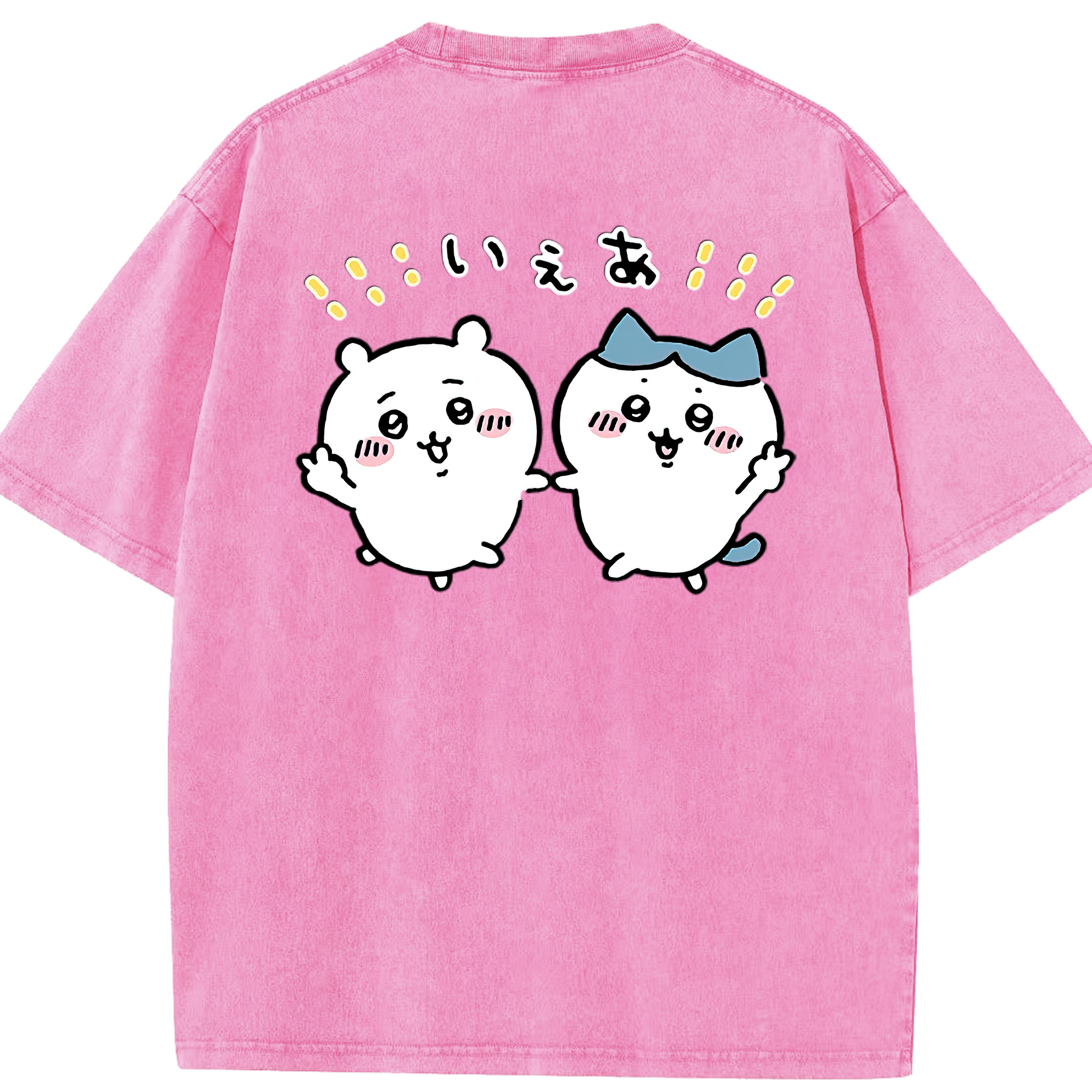 （画像用） ちいかわ ハチワレ Chii-kawa hachiware 綿100% ヴィンテージ風 半袖Tシャツ（背面プリント）